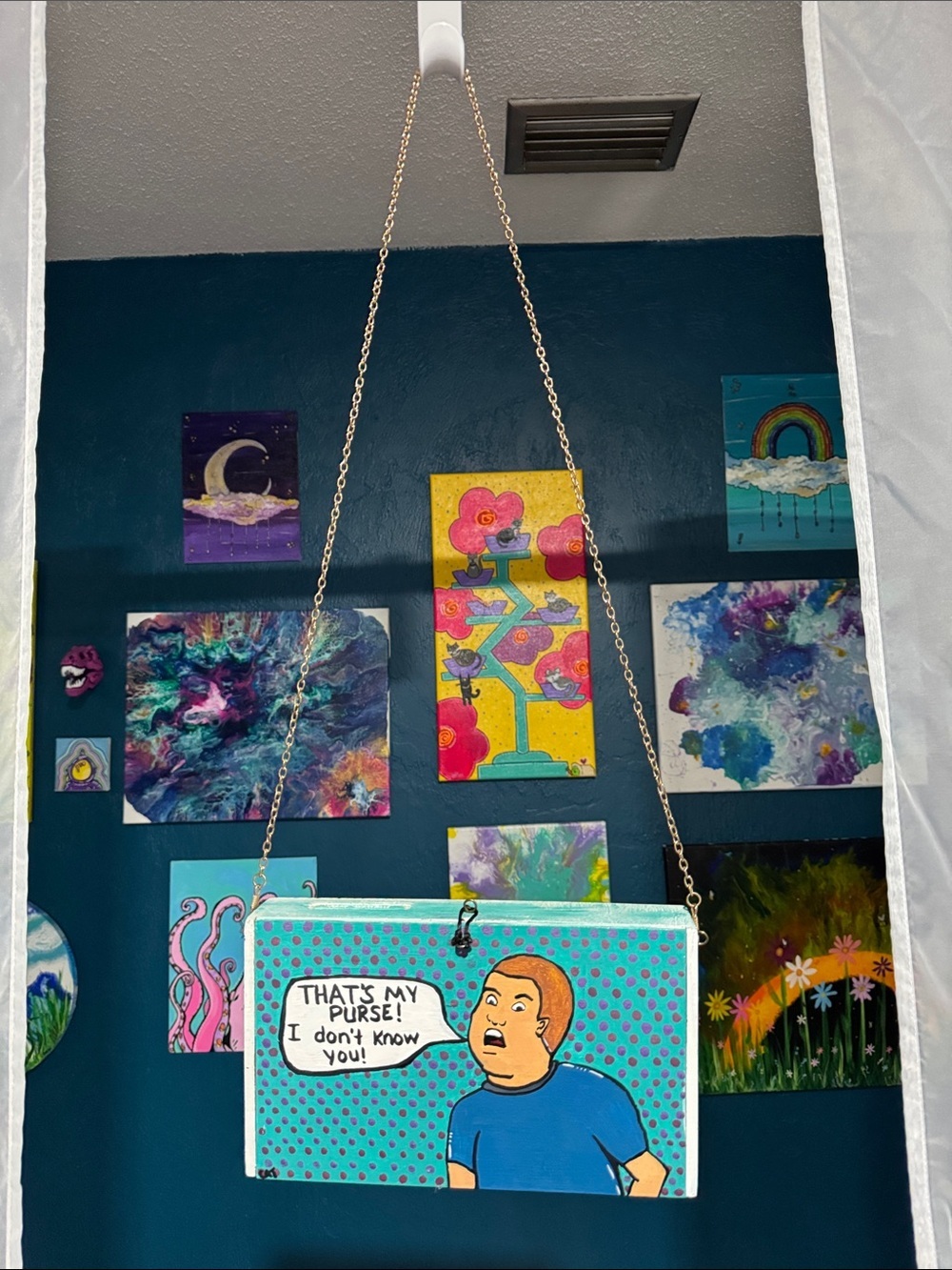 Hand painted Bobby Hill Cigar Box Purse